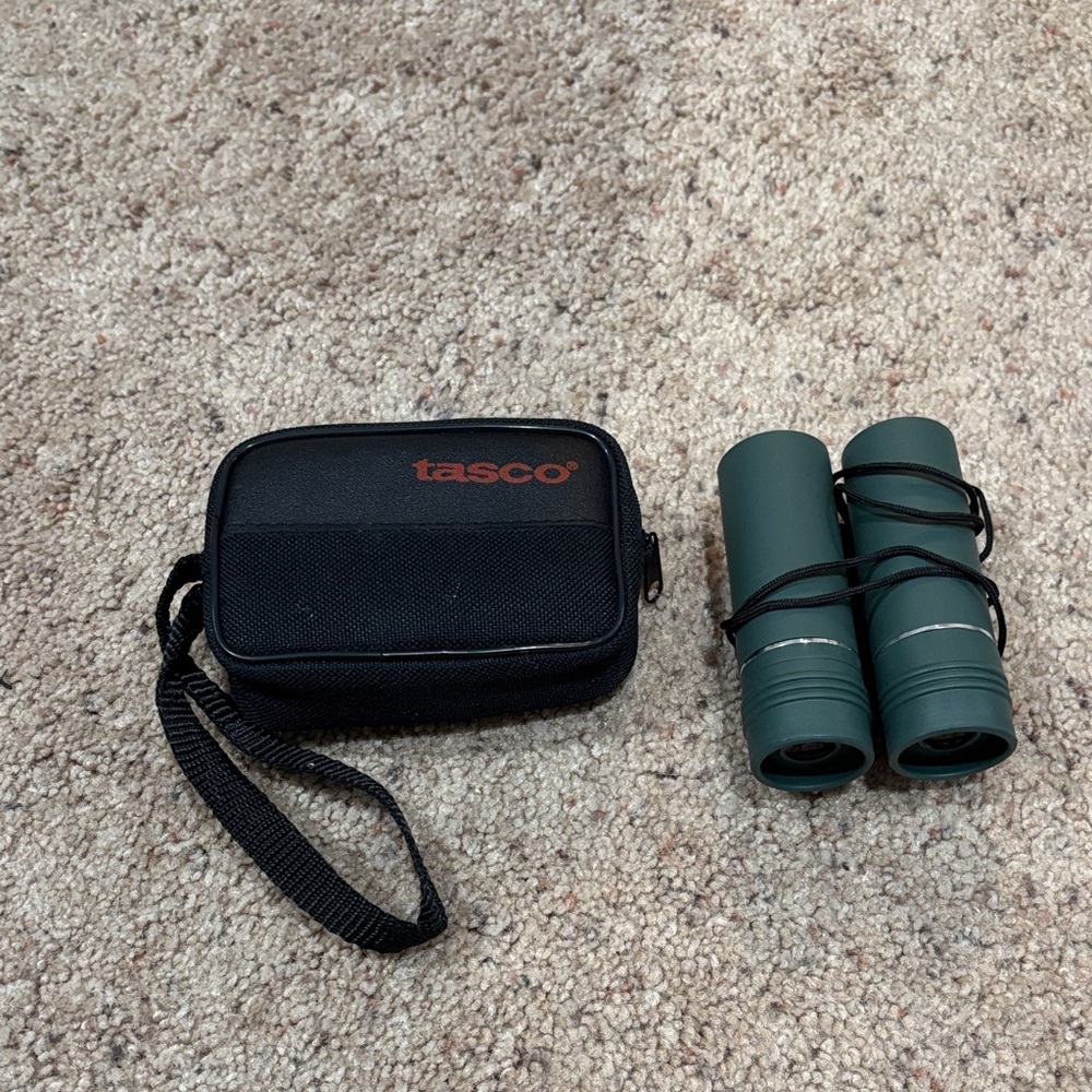 Tasco Green Binoculars with Black Case